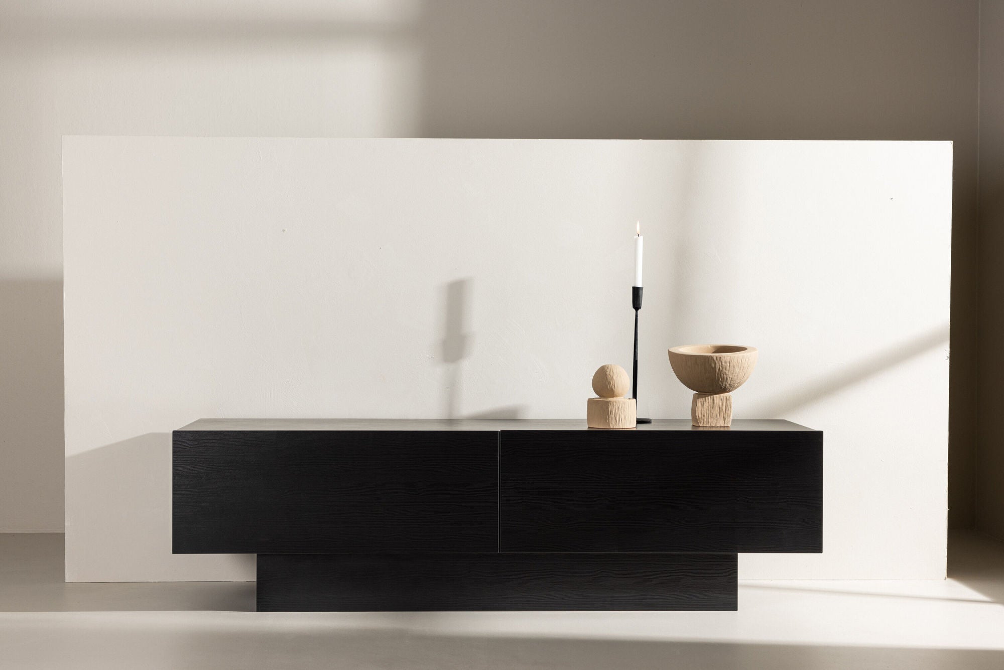 Cuenca TV-bänk - Svart / Svart glas Melamin/Glas