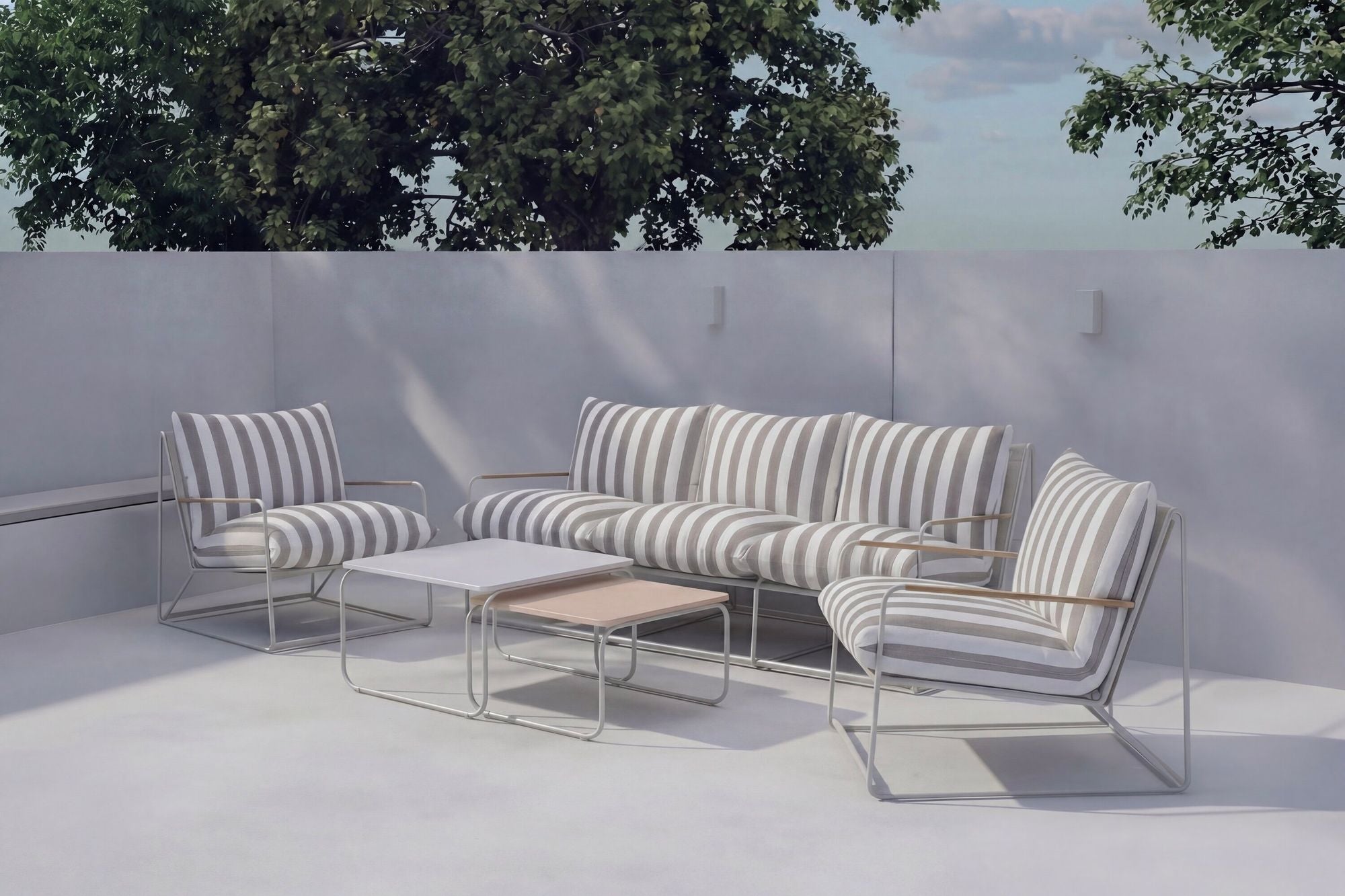 Palazzo Soffgrupp - Beige Vit Stripe