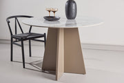 Bootcut Runt Matbord φ110x75 cm - MDF Beige / Sintered Sten Marblelook