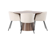 Lanzo Matbord φ120 - Natur / Natur MDF +Berit Stol - Svart / Beige Sammet _4