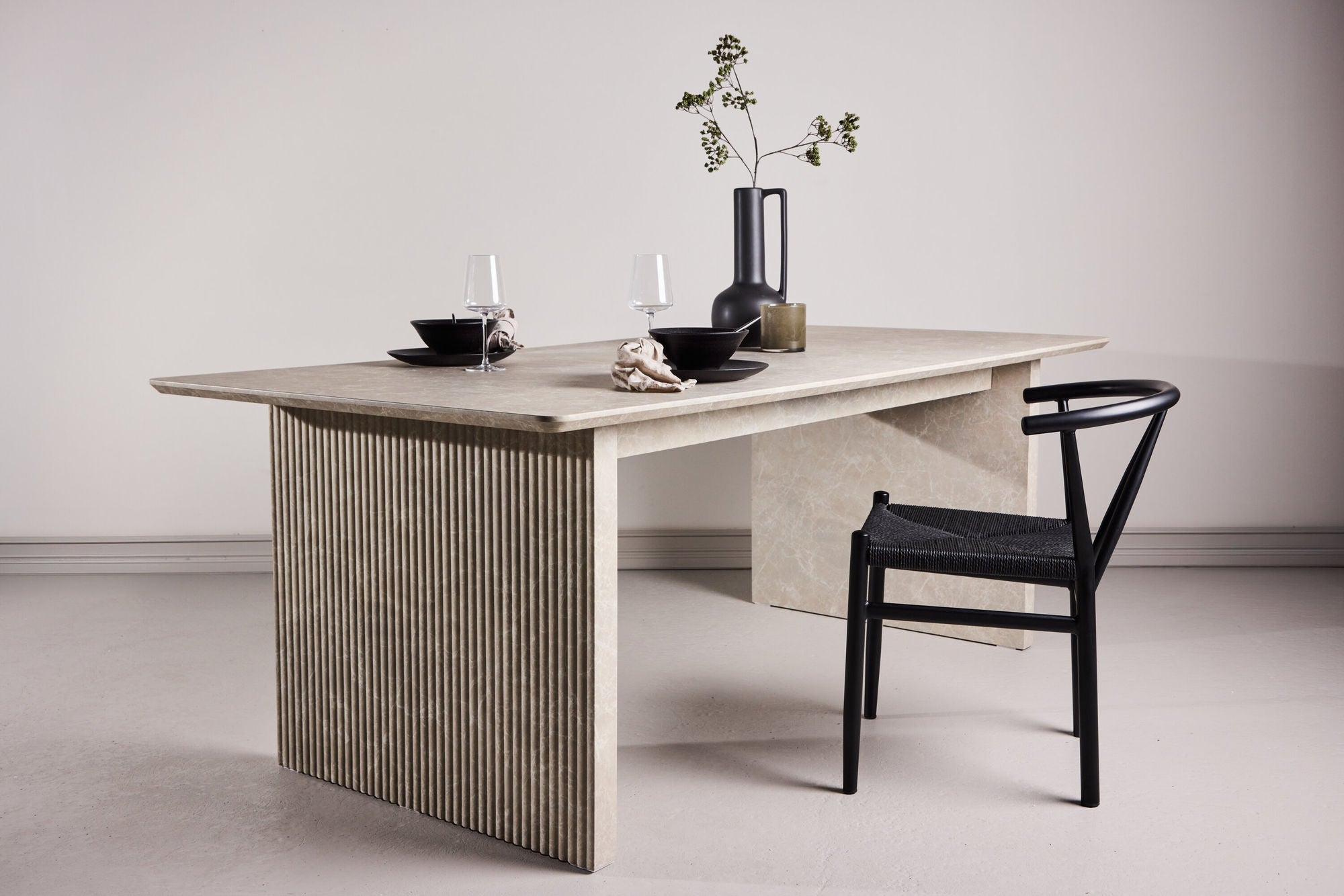 Vail Matbord 100x200 cm  - Beige Marblelook  /