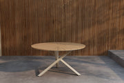 Mexico Matbord - ø140 - Beige Aluminium/Teak