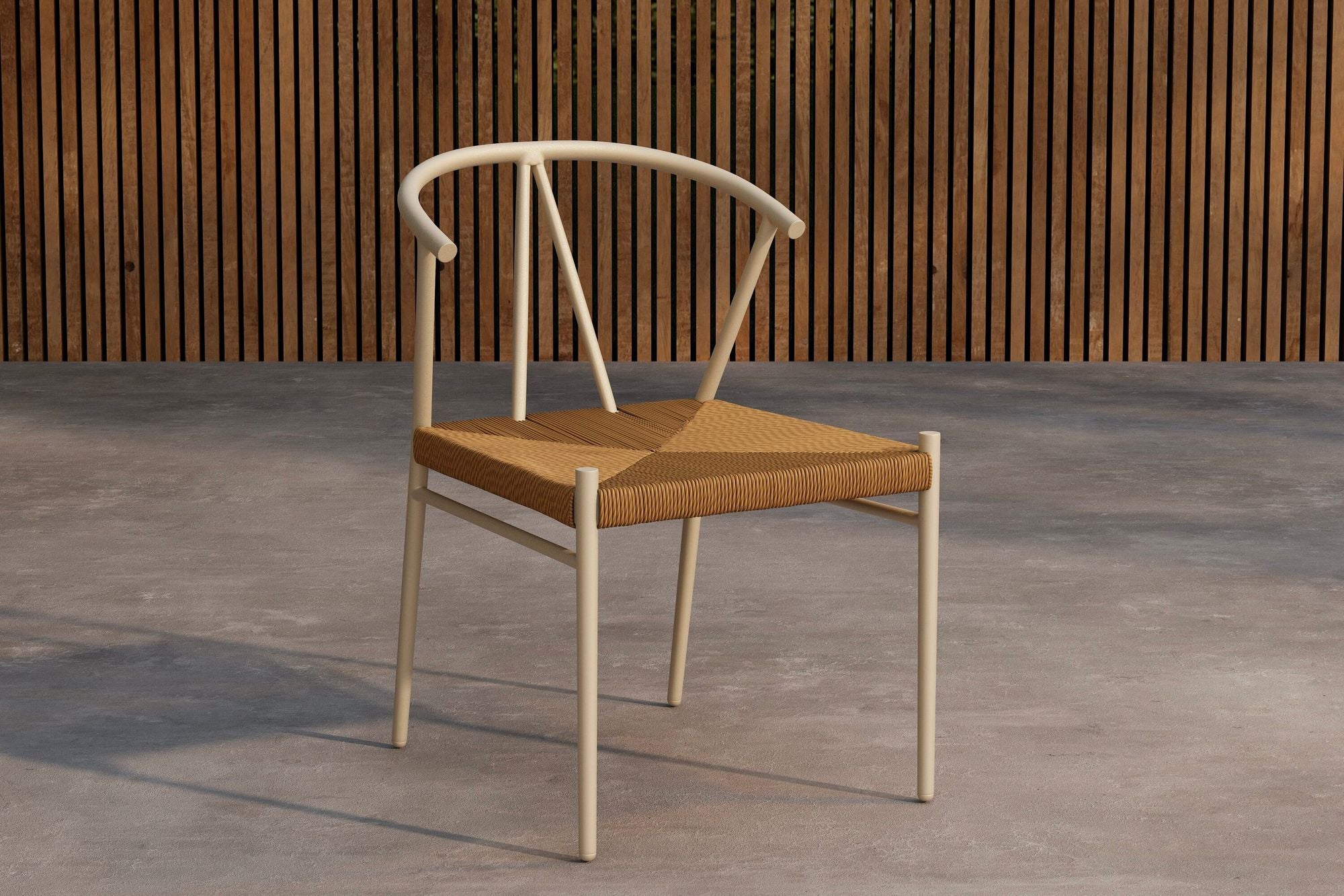 Alfons Matstol - Beige Powder Coating / Natur Rotting