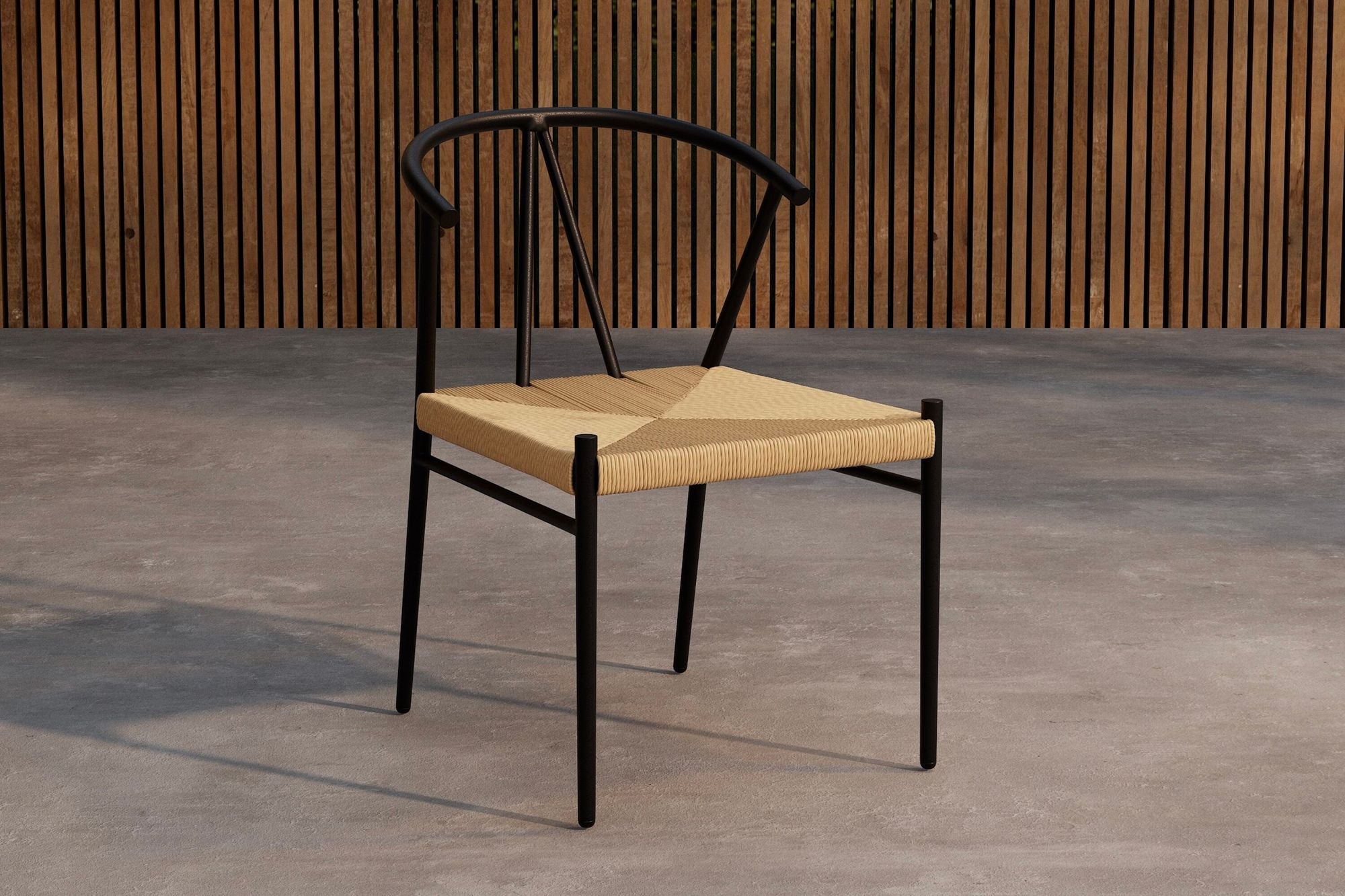 Alfons Matstol - Svart Powder Coating / Natur Rotting