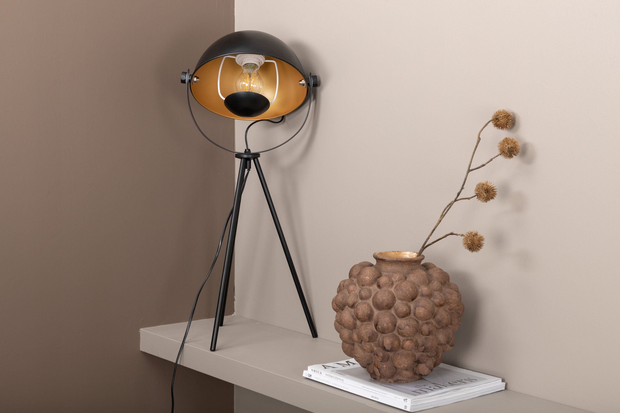 Search -Bord Lampa - Svart/Svart / Mässing