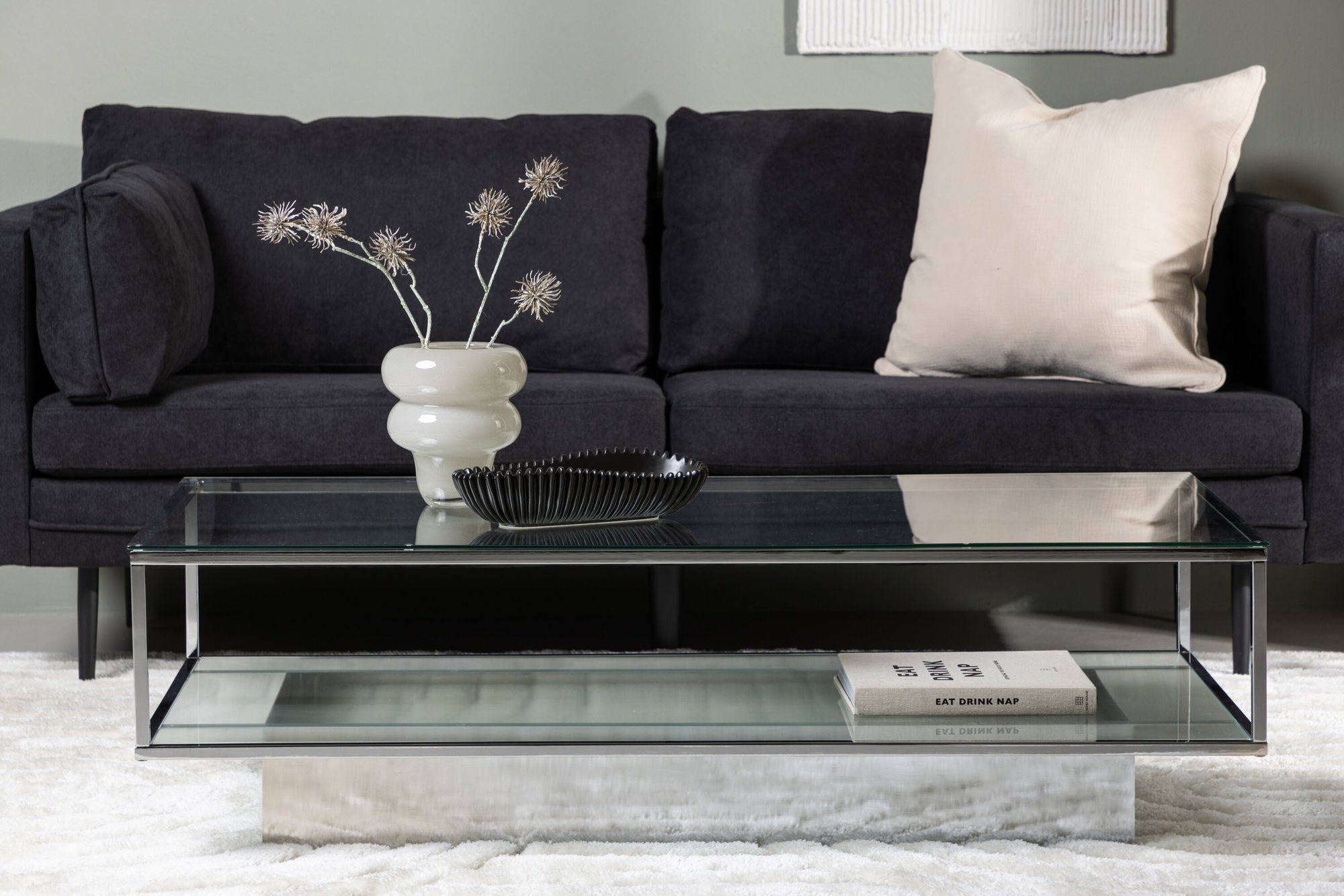 Maglehem Sofa Table  - Silver Chrome / Clear glass