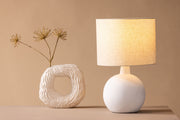 Torcello Bord Lampa - Vit / Beige Linne