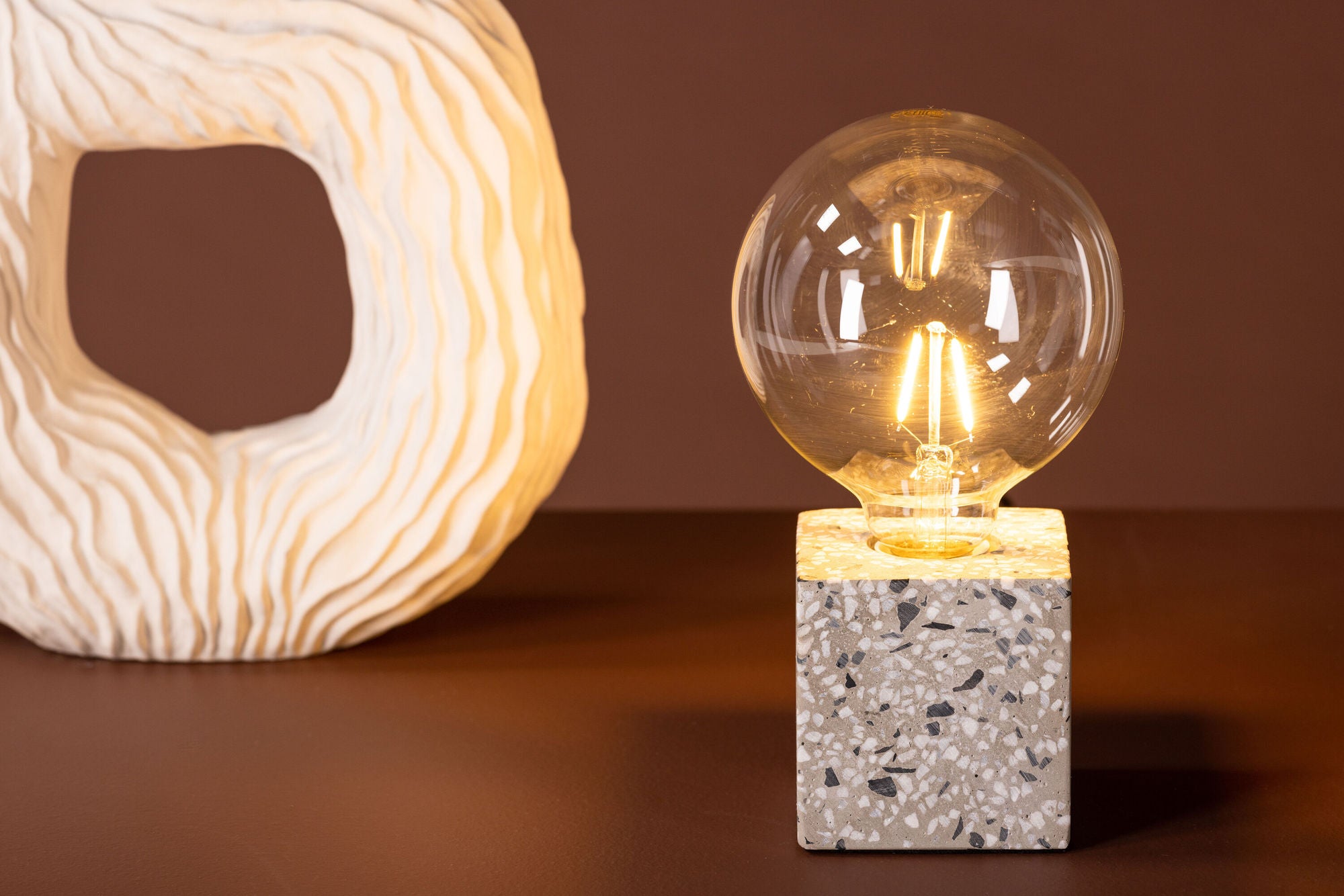 Rilche Bord Lampa - Vit / Klar Glas