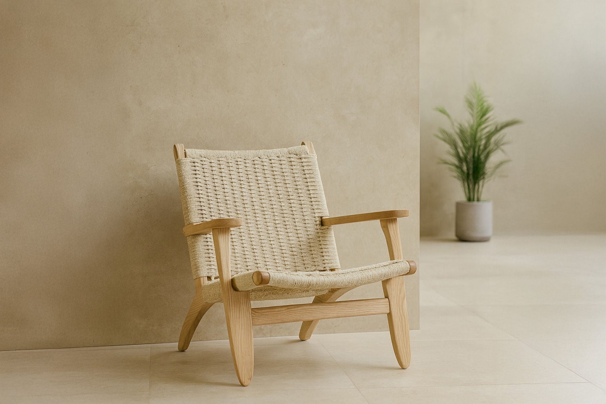 Lazy Armchair - Whitewash/ Beige