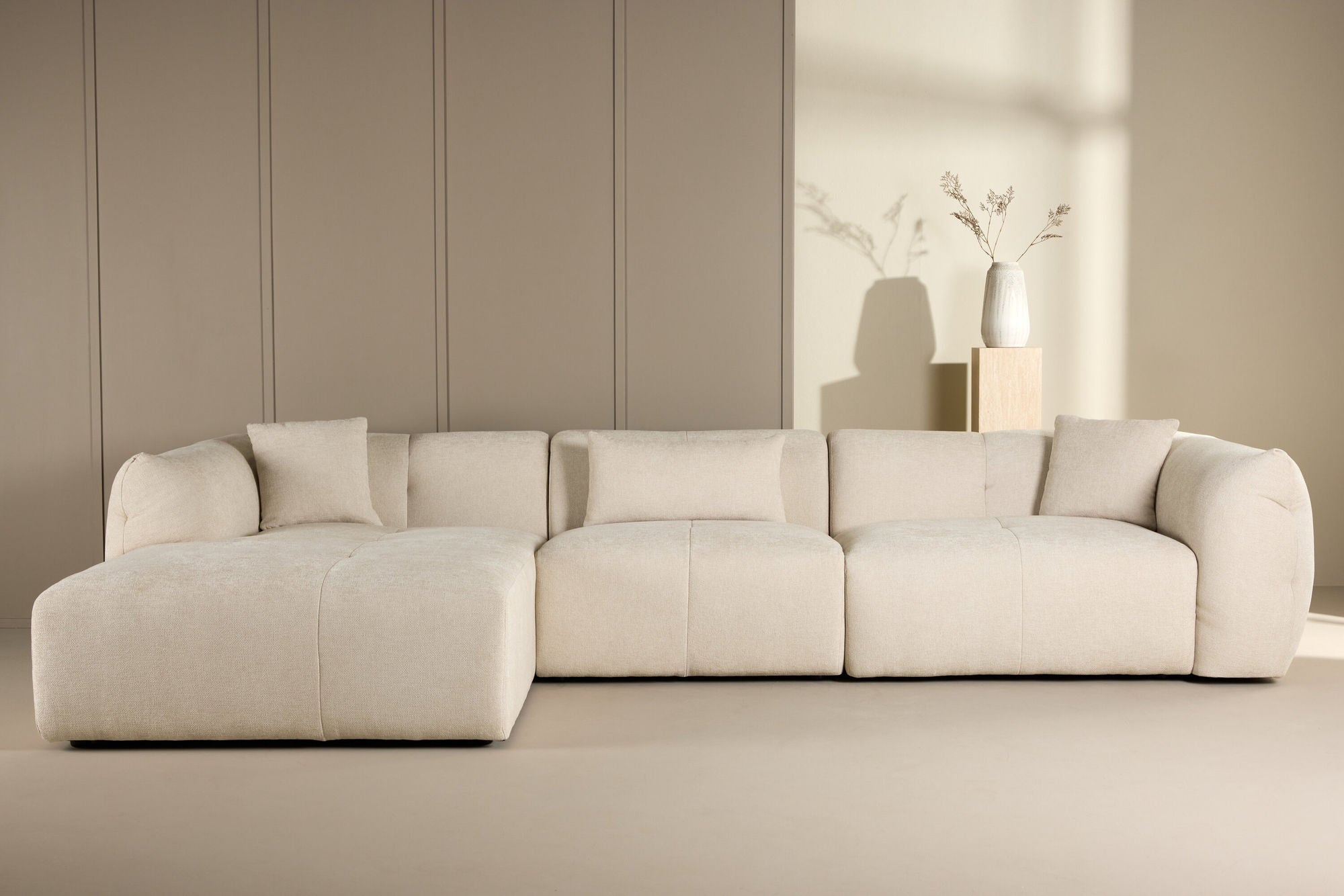 Positano Corner Sofa - Beige Fabric / Right