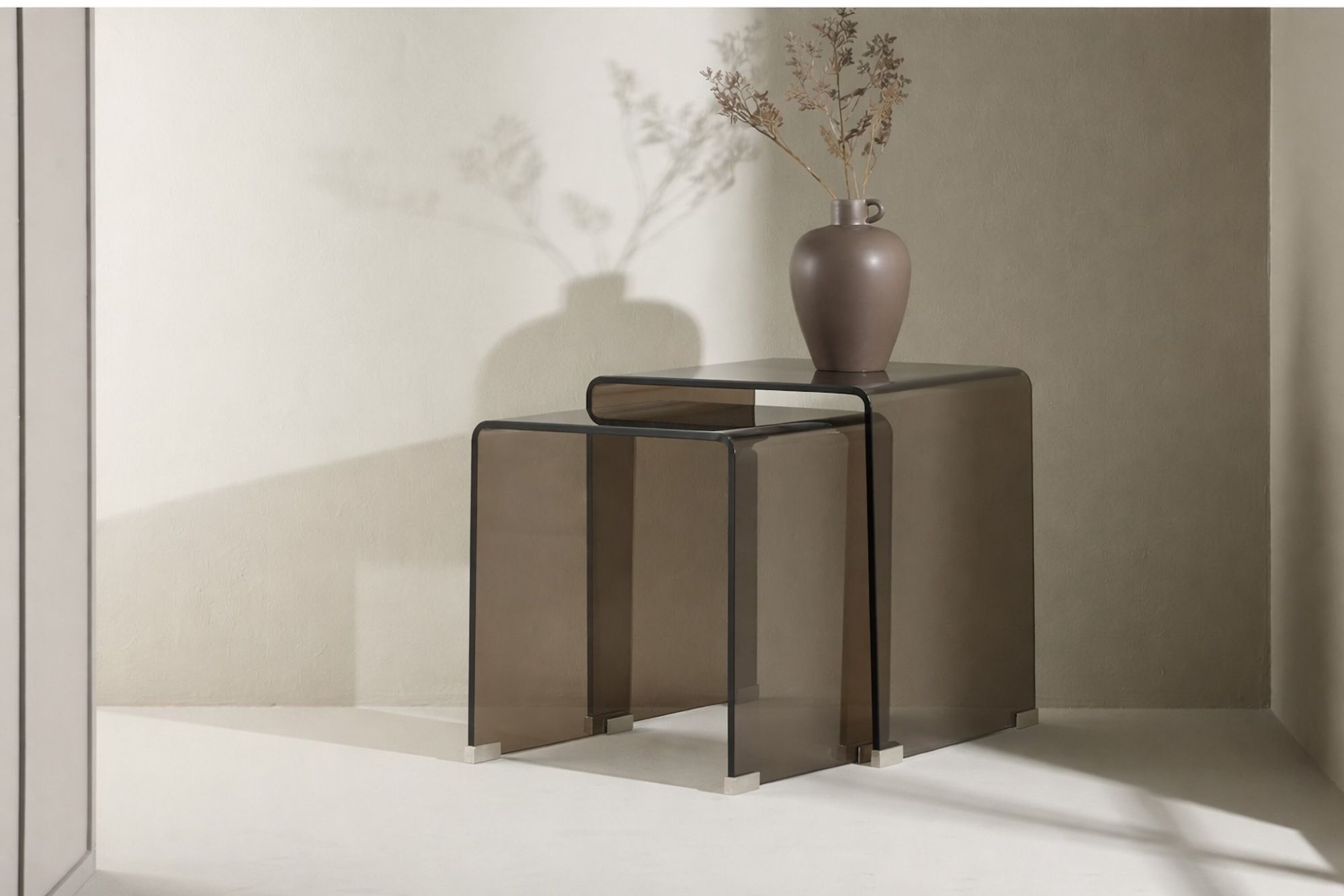 Telemark Sidobord 42x42x42 cm, 36x36x39 cm - Brunt Glas