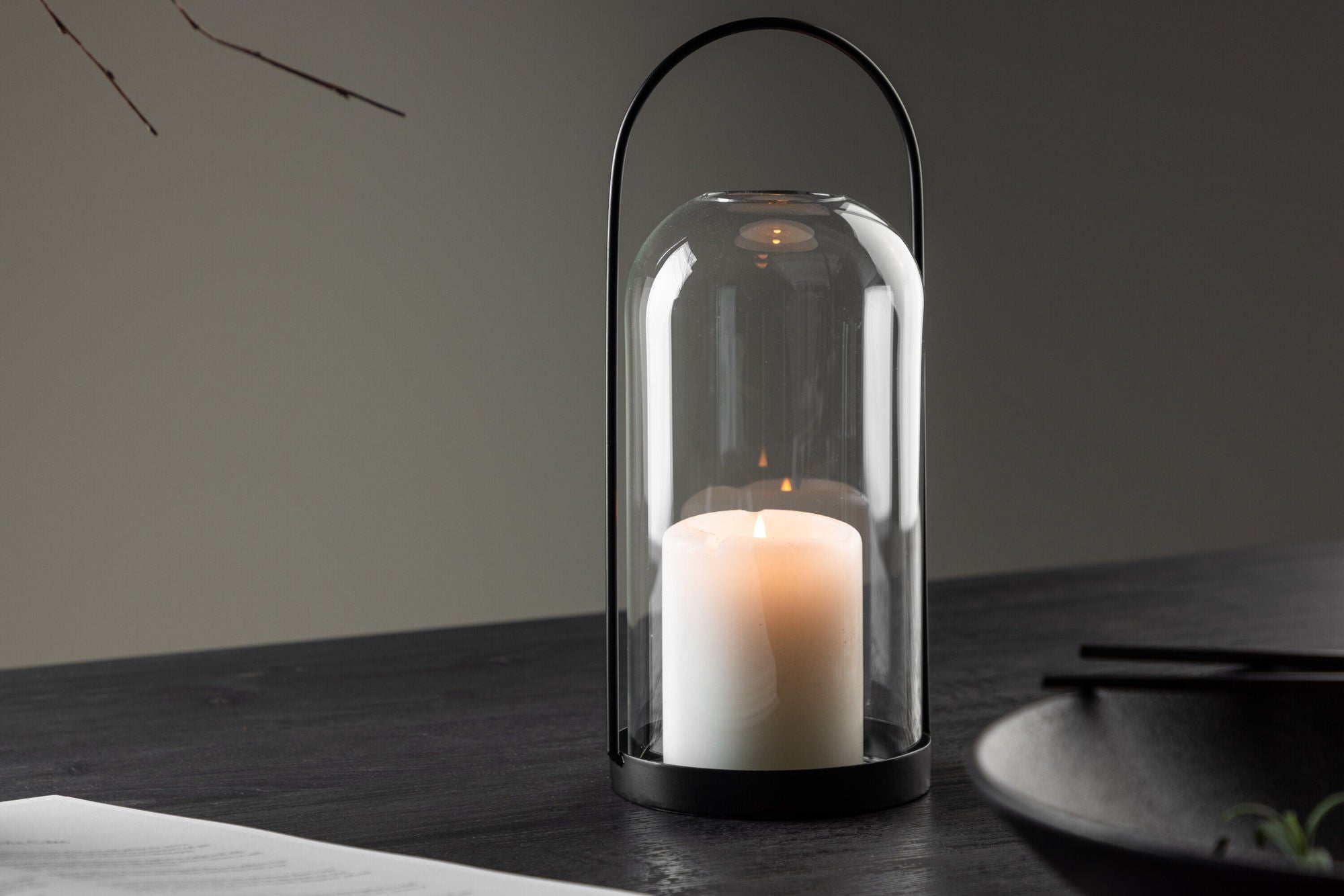 Flora Lykta - Svart/glas - H25*11cm