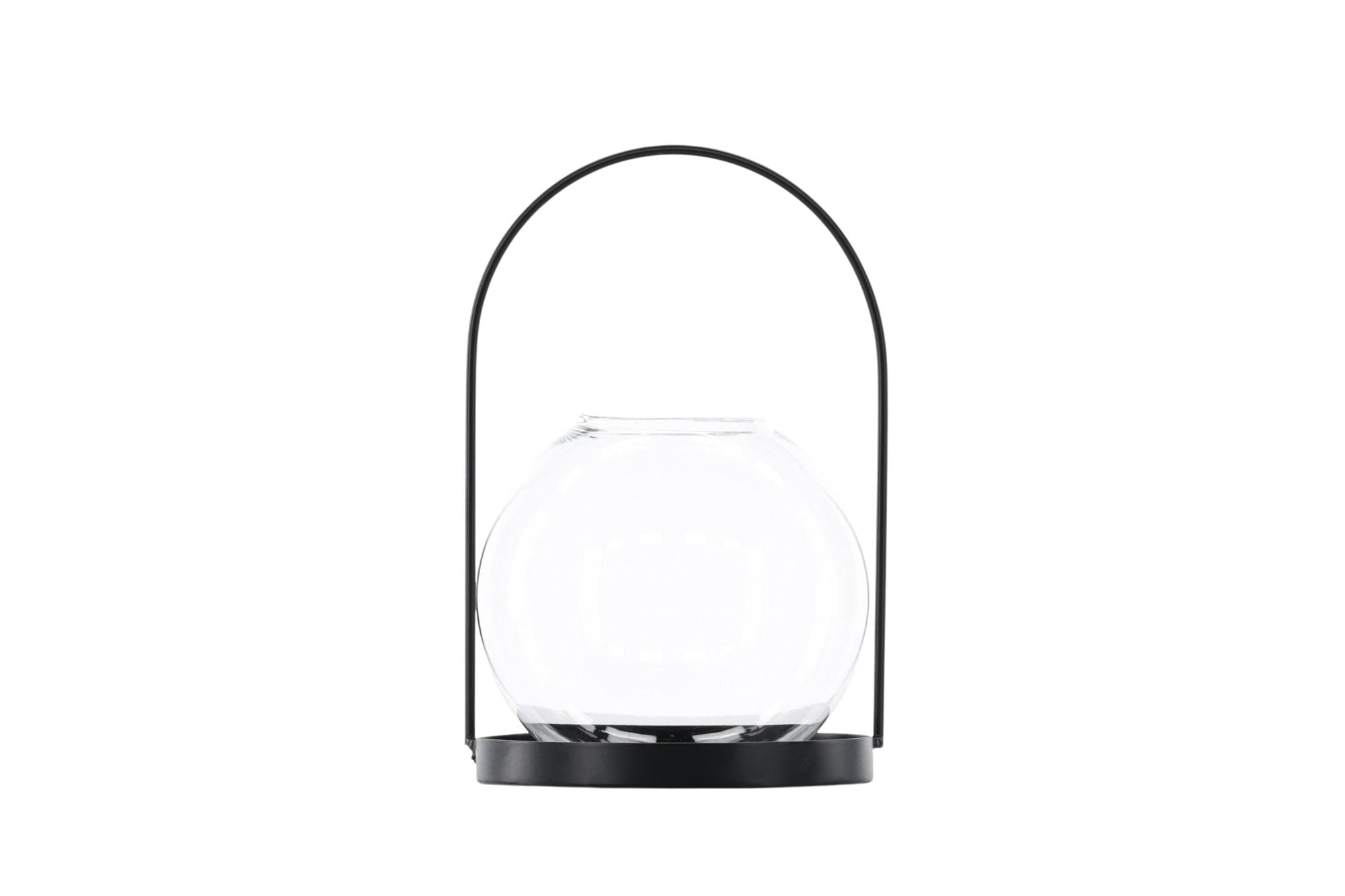 Flora Lykta -  Svart/Klar Glas