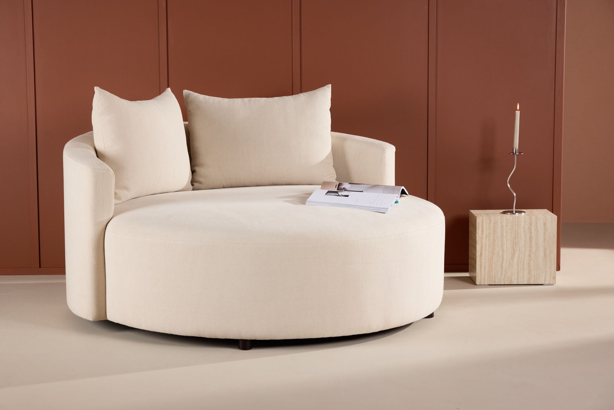 Kelso Soffa - Trä/ Beige Linne