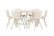 Copenhagen Bord - Whitewash/Beige med 6 Lilja Stol - Beige