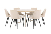 Copenhagen Bord - Whitewash/Beige med 6 Night Stol - Svart / Beige