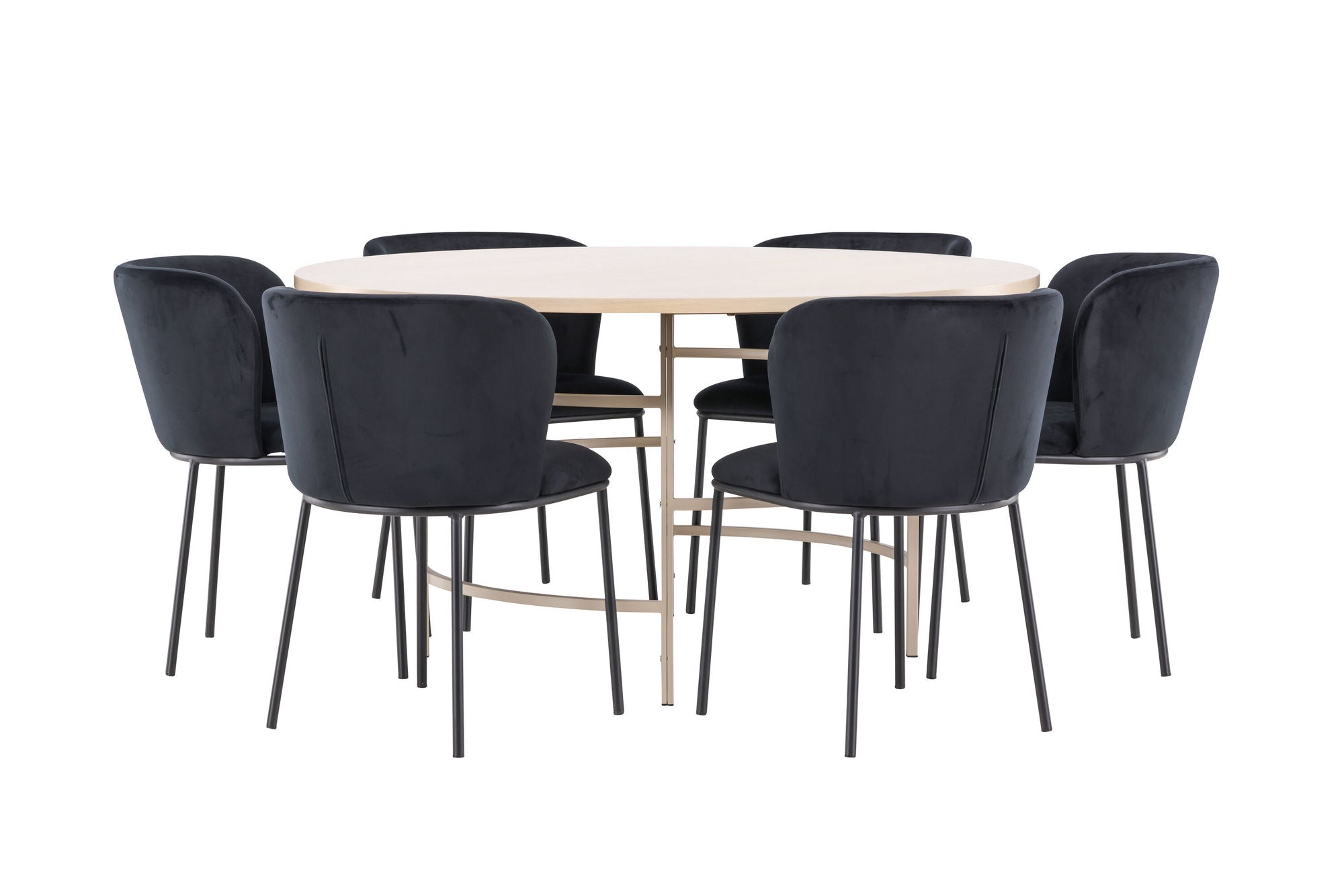 Copenhagen Bord - Whitewash/Beige med 6 Edina Stol - Svart