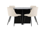 Strada Bord - Svart med 4 Night Stol - Svart / Beige