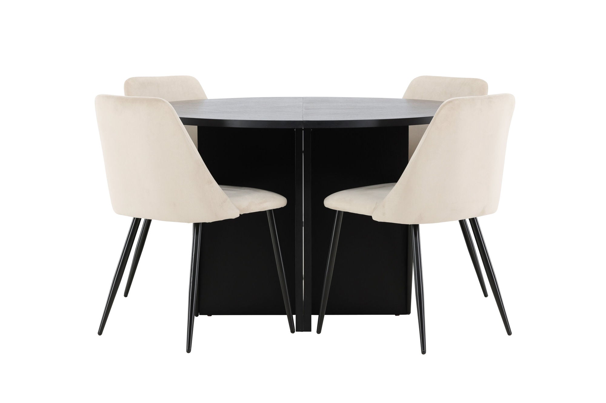 Strada Bord - Svart med 4 Night Stol - Svart / Beige
