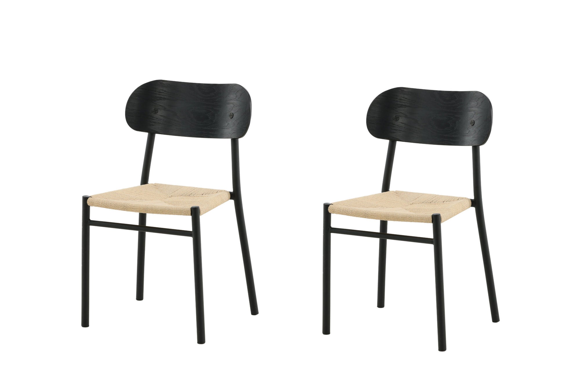 Polly Stål Matstol 2-pack, K/D, Svart back Ljus seat