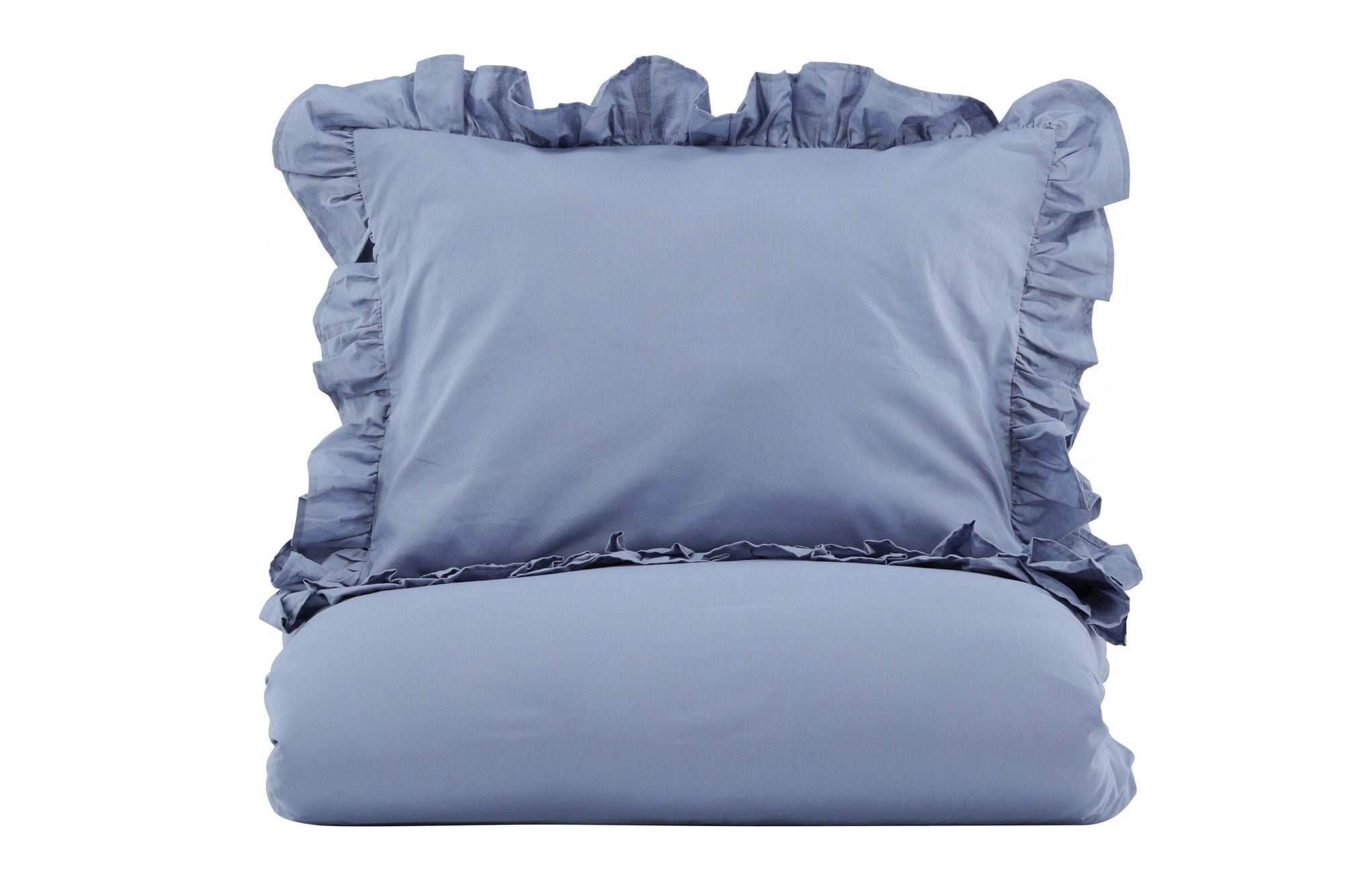 Levi Bed Set Bomull w ruffle - Blå