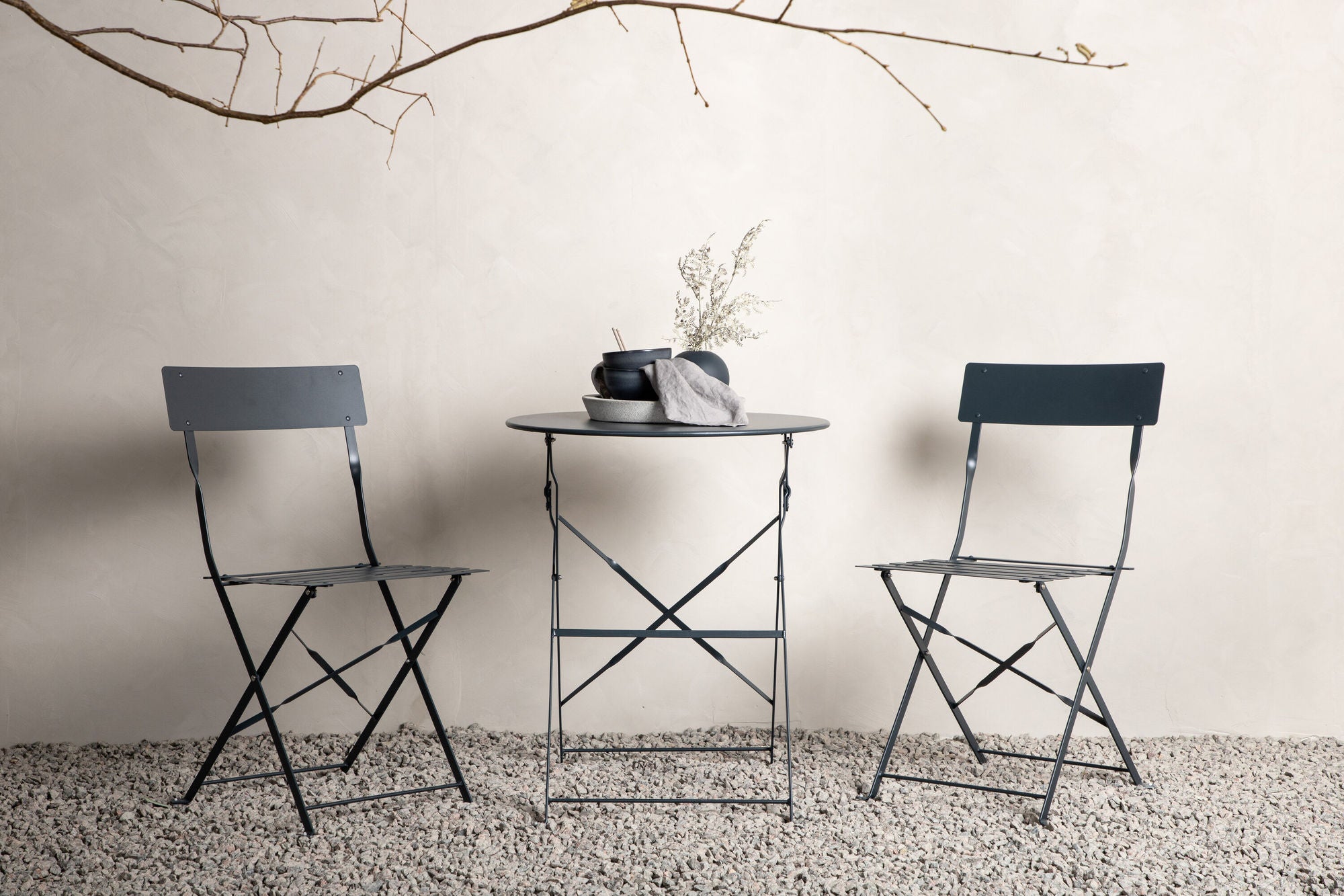 Marseille Foldable Stål bistro Set  - Mörk Grå