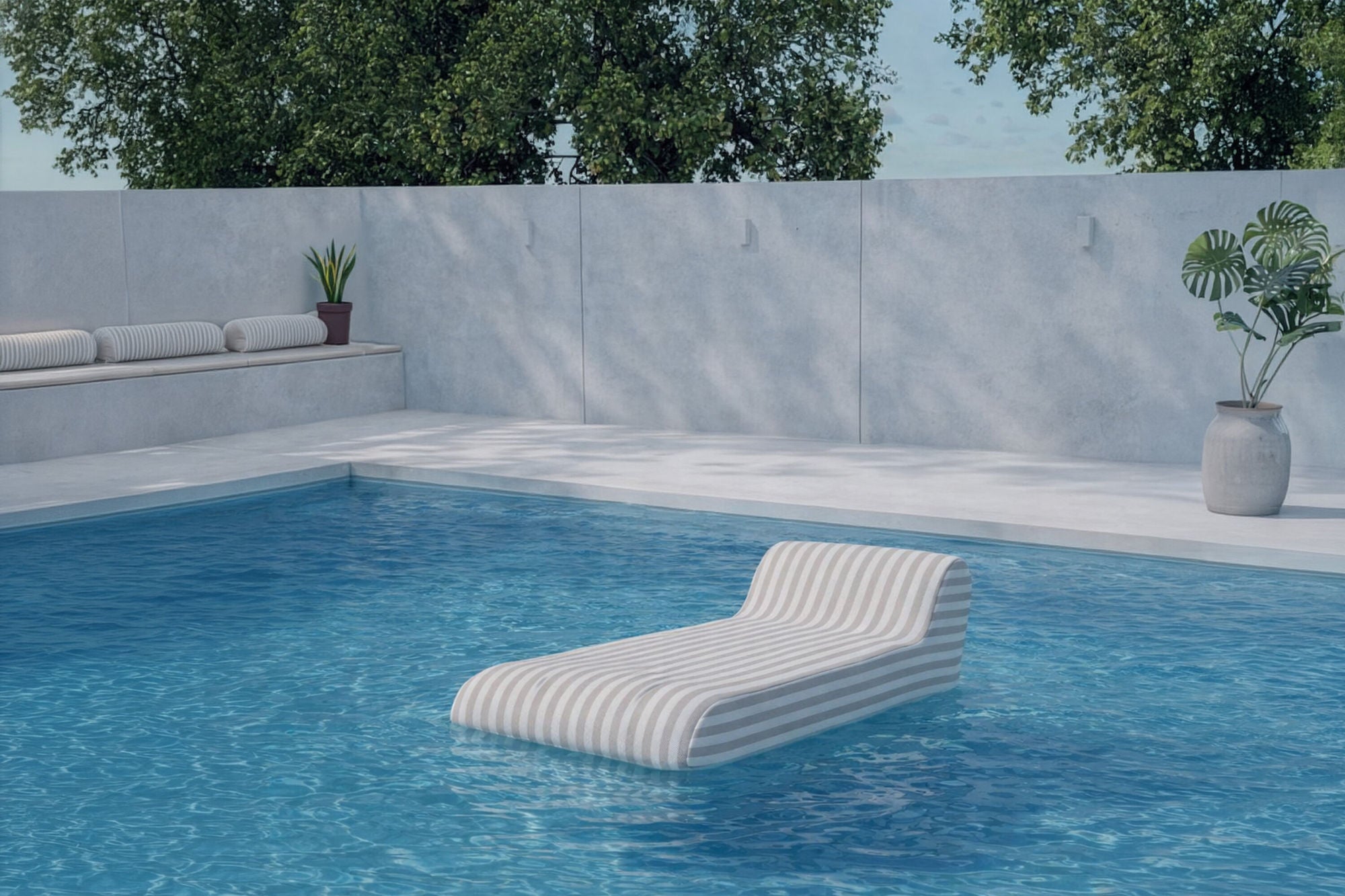 Redang Inflatable Lounger 168.5x85x51x22 cm - Vit / Beige randig