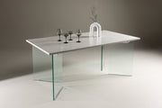 Ester Matbord 100x180 cm  - Glas /  Concretelook