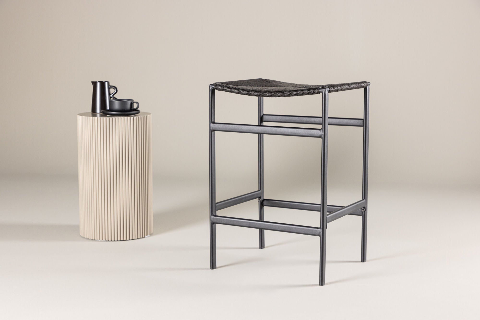 Polly Barstol 2-pack - Svart / Svart Rep