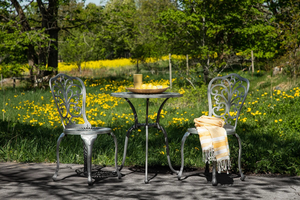 Nandin Cafetset - Silver / 2 chairs + Bord Runt