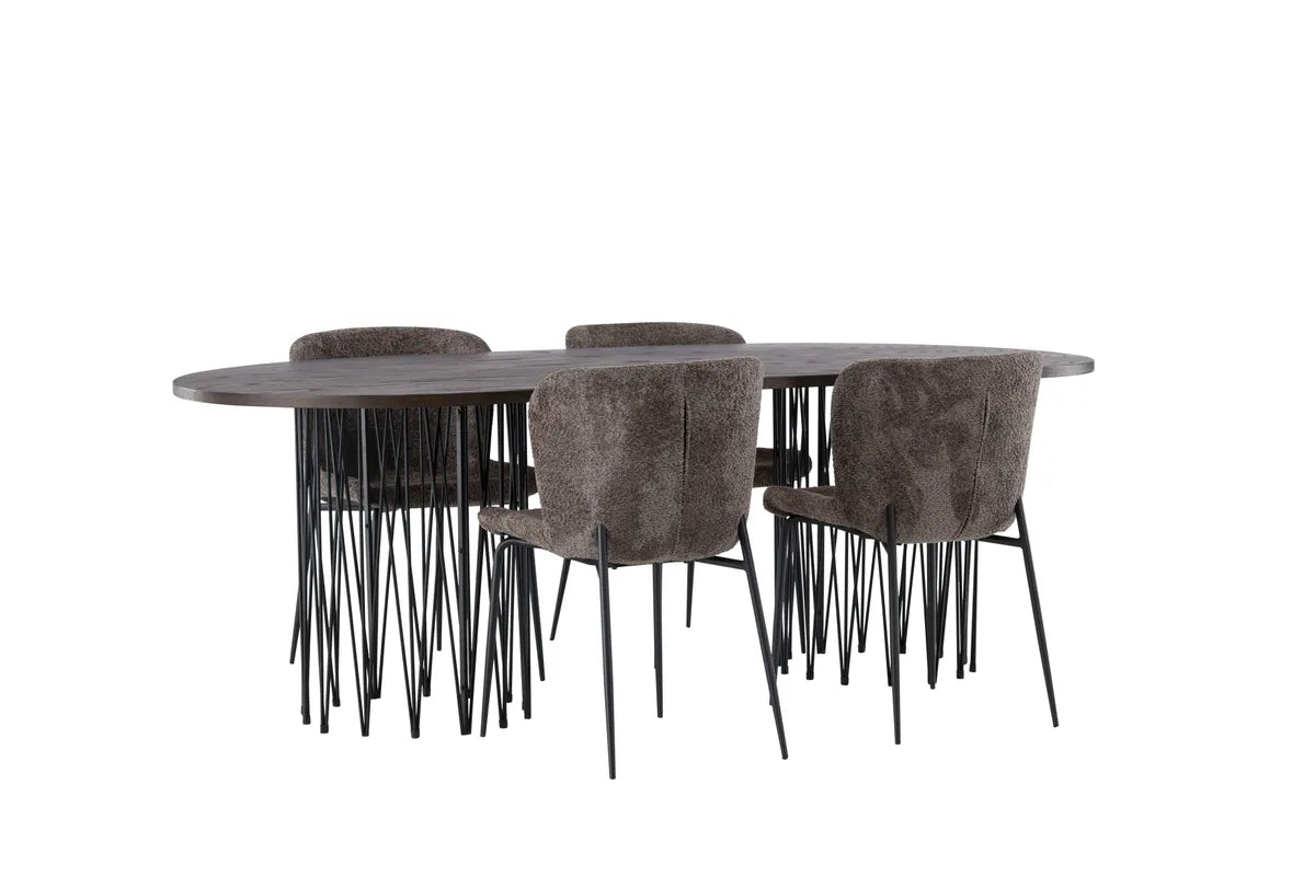 Sten Oval Matbord med Modesto Matstol