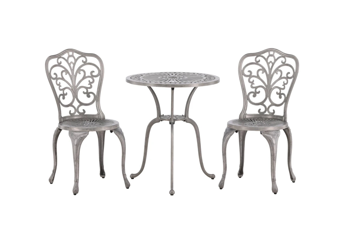 Nandin Cafetset - Silver / 2 chairs + Bord Runt
