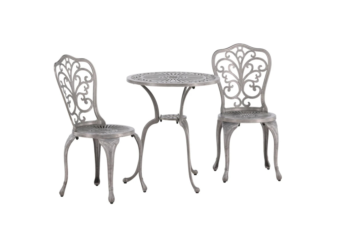 Nandin Cafetset - Silver / 2 chairs + Bord Runt