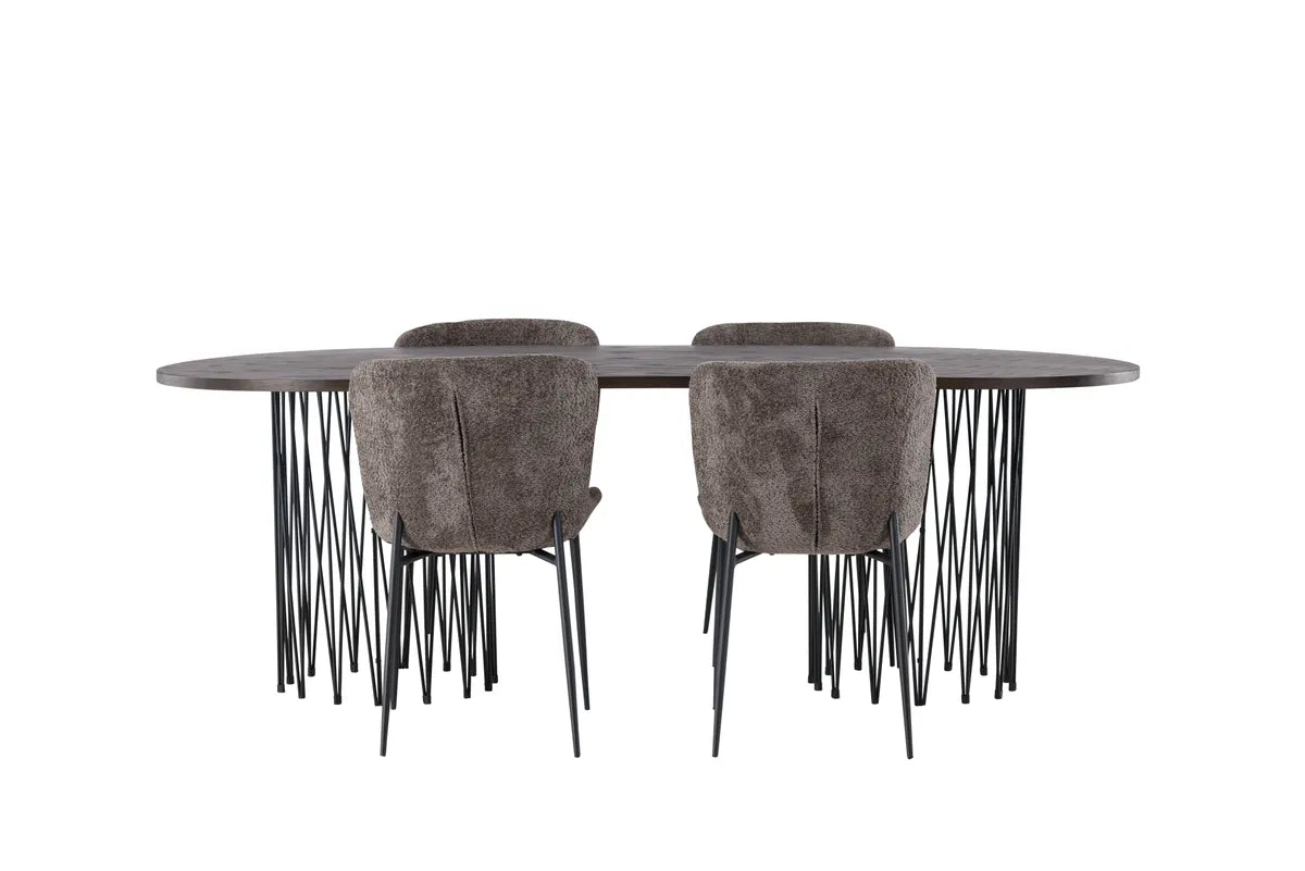 Sten Oval Matbord med Modesto Matstol