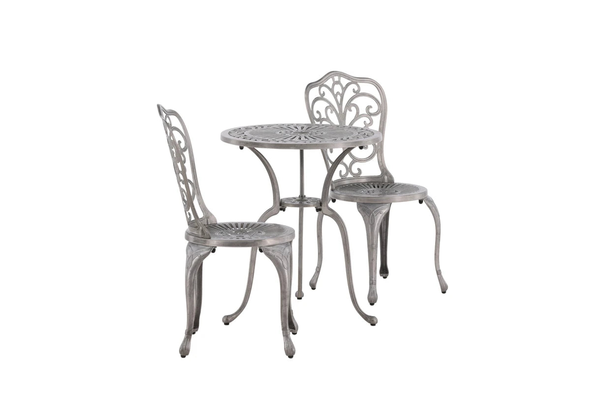 Nandin Cafetset - Silver / 2 chairs + Bord Runt